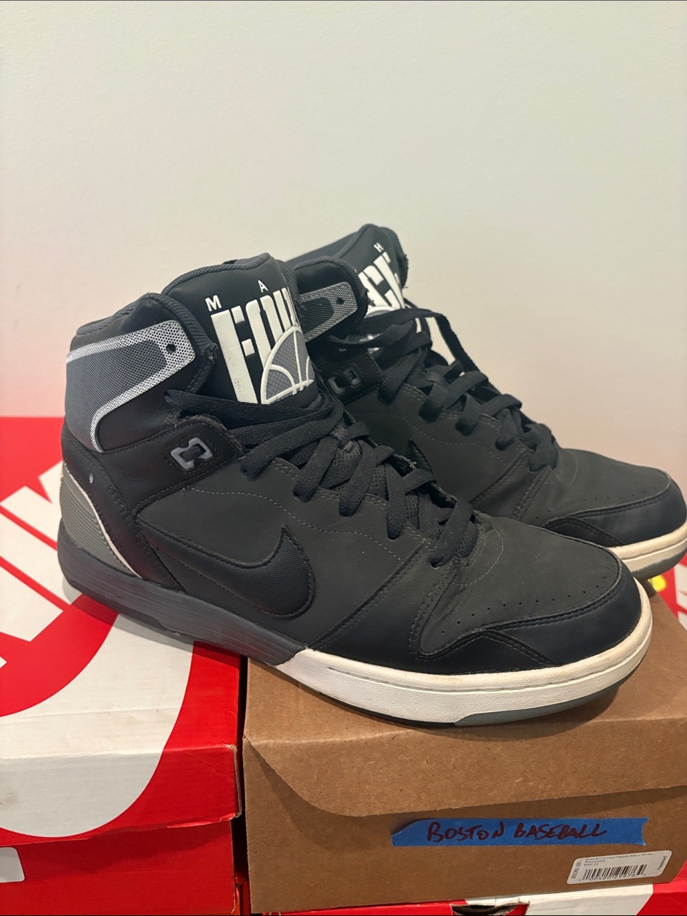 Nike Mach Force Men’s Black and White High-Top Sneakers